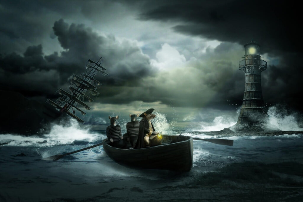 嵐の中の船